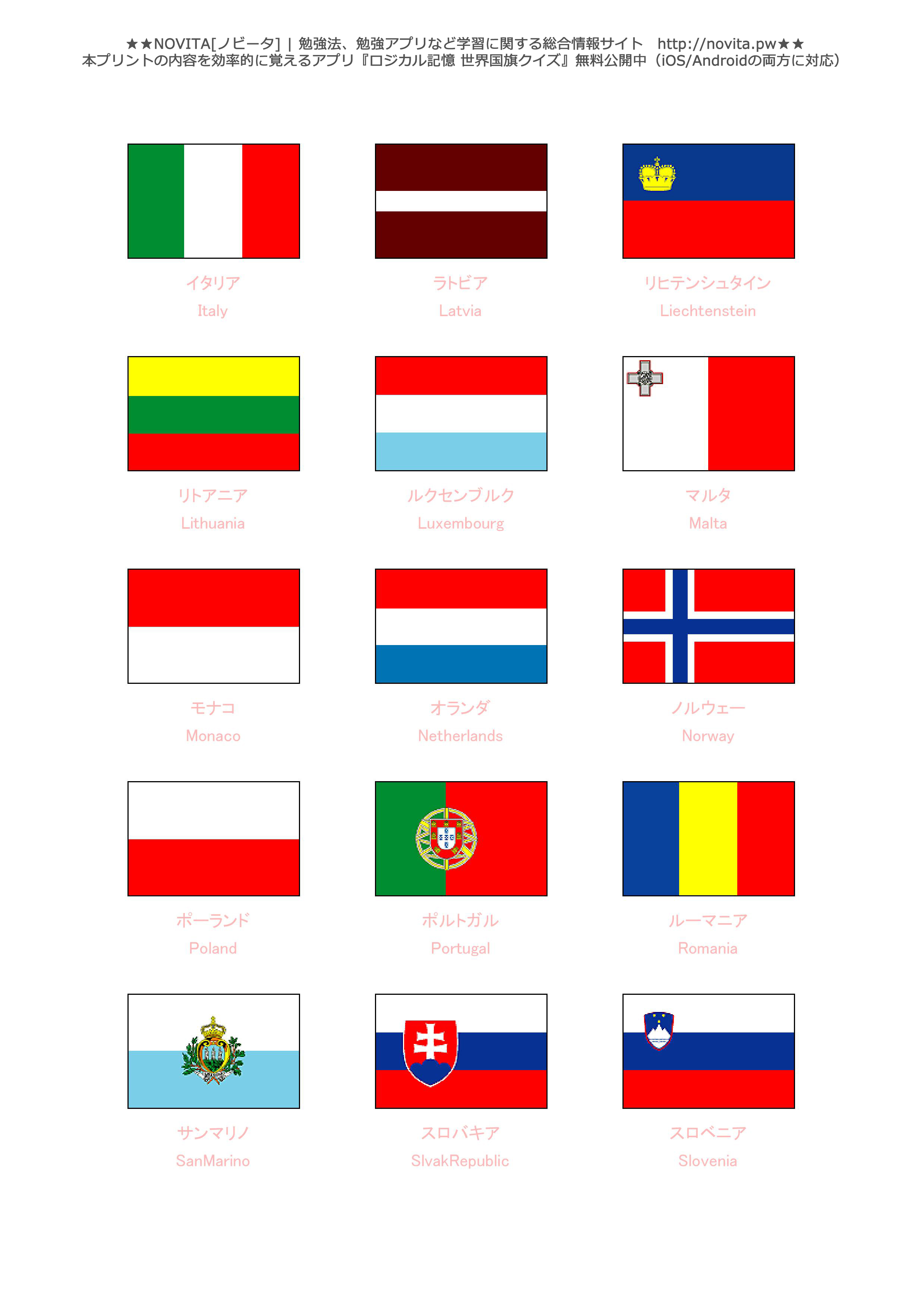 世界の国旗を覚える暗記カード Novita 勉強法